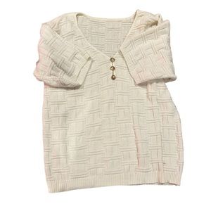 Boho Coastal Grandmother White Knit Top